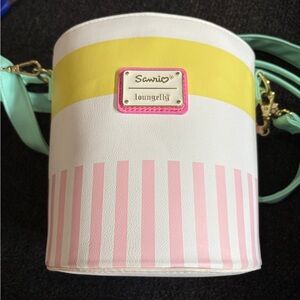 Loungefly Hello Kitty Yellow and Pink Striped Crossbody Bag